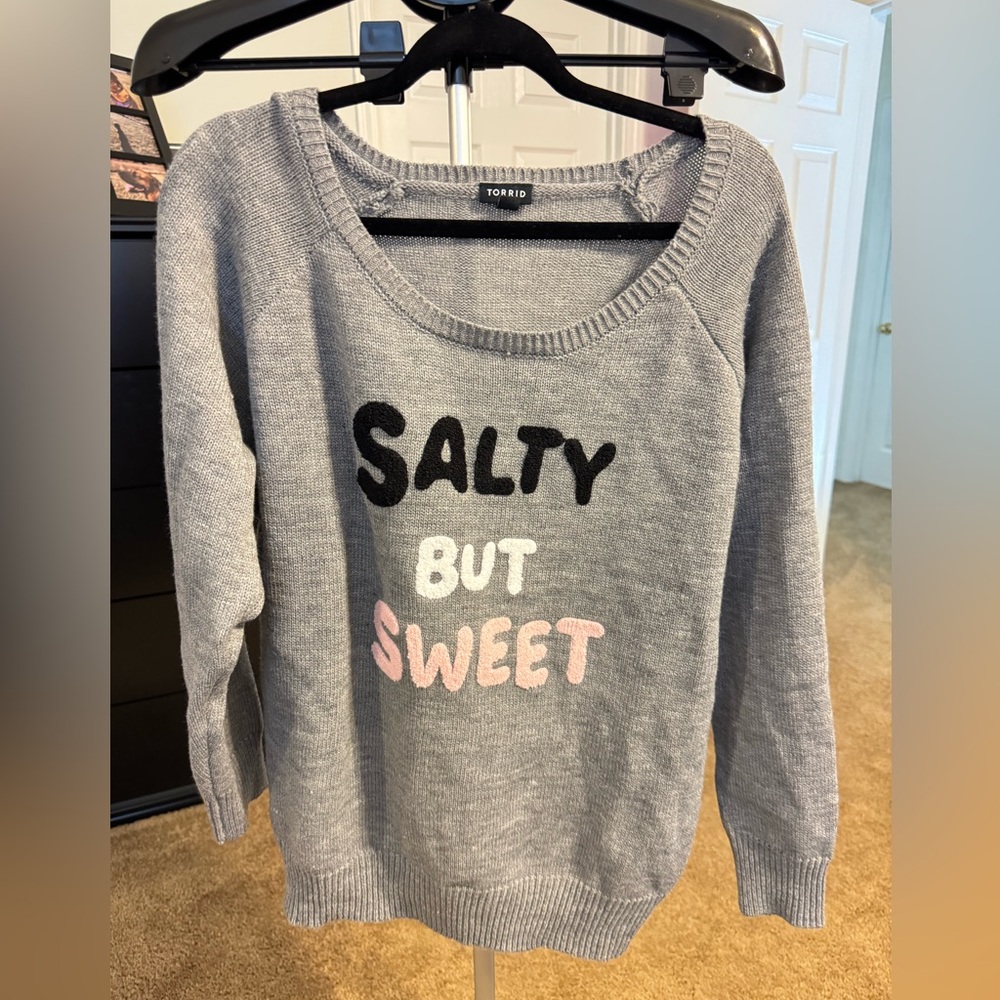 Torrid Gray 'Salty But Sweet' Crewneck Sweater size 2